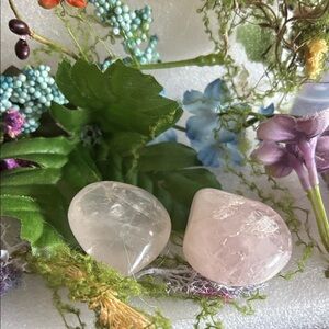 2 Natural Rose Quartz polished stones
